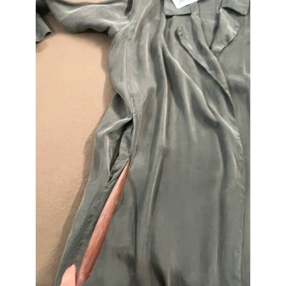 Eileen Fisher Oversized Notched Lapel Longline Grove Green Lightweight Coat XS - Picture 9 of 10